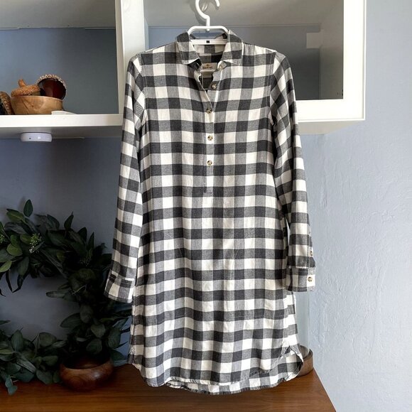 Marine Layer Effie Popover Cozy Soft Check Plaid Dress - Picture 2 of 7